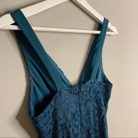 Topshop Dark Green Lace Dress - Picture 5 of 10